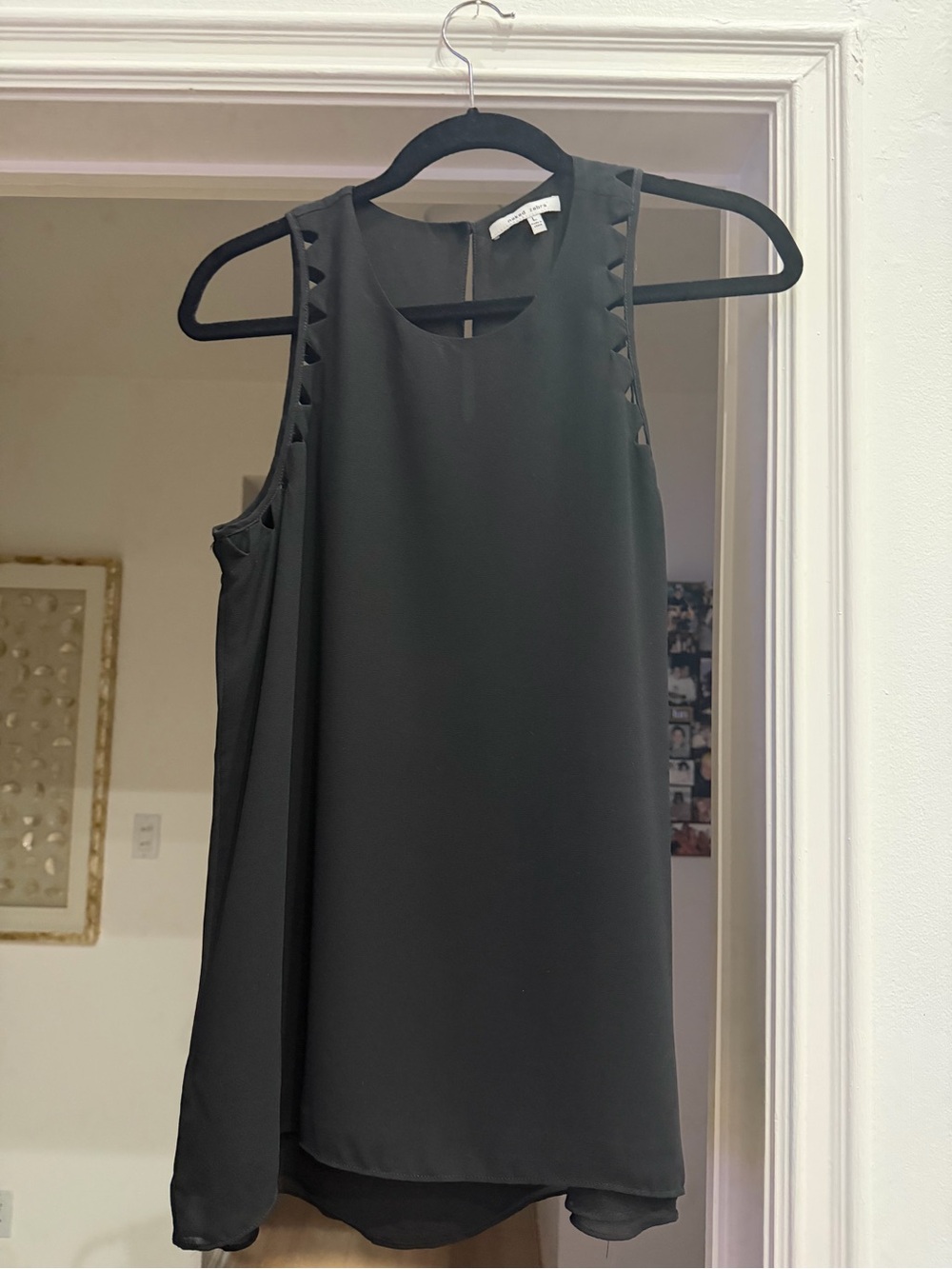 Naked Zebra Black Sleeveless Cutout Shift Top